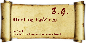 Bierling Gyöngyi névjegykártya